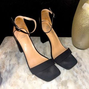 Black block heel sandals